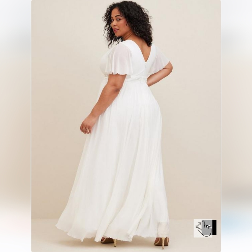 Torrid white Maxi mesh empire waist wedding gown with beaded waistband - Picture 4 of 17